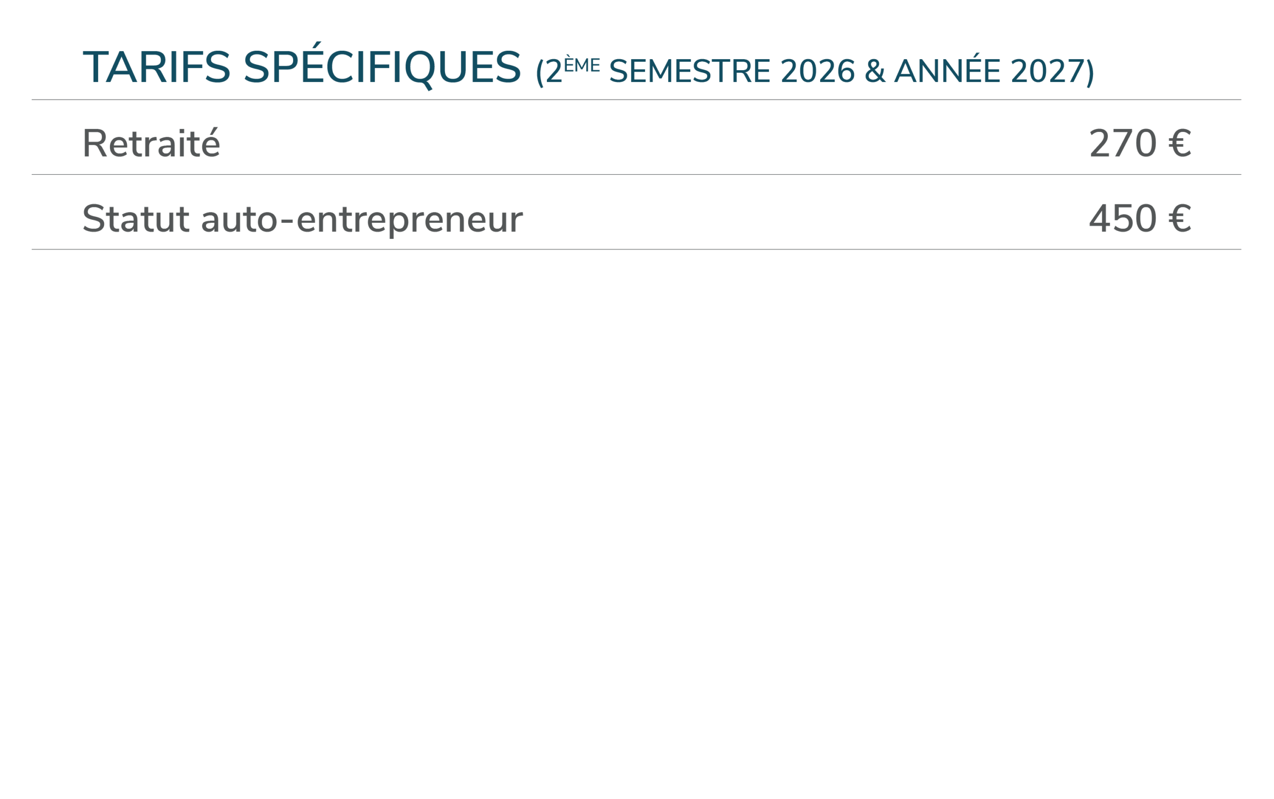 Tarifs - Adhésion 2026/2027 - 18 mois