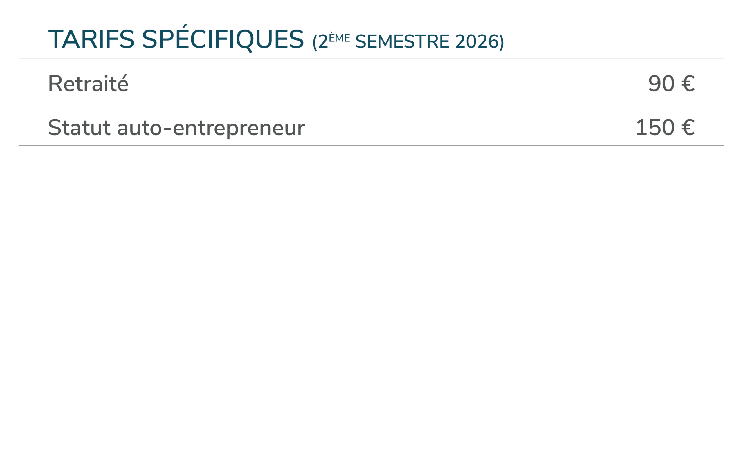 Tarif - Adhésion 2026 - 6 mois
